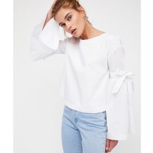 Free People size small So Obviously Yours Blush white Long Sleeve Top